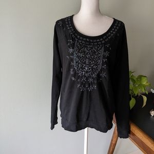Silence+Noise Urban Outfitters Wm's LG Black Iridescent Sequin Cutout Shirt 26